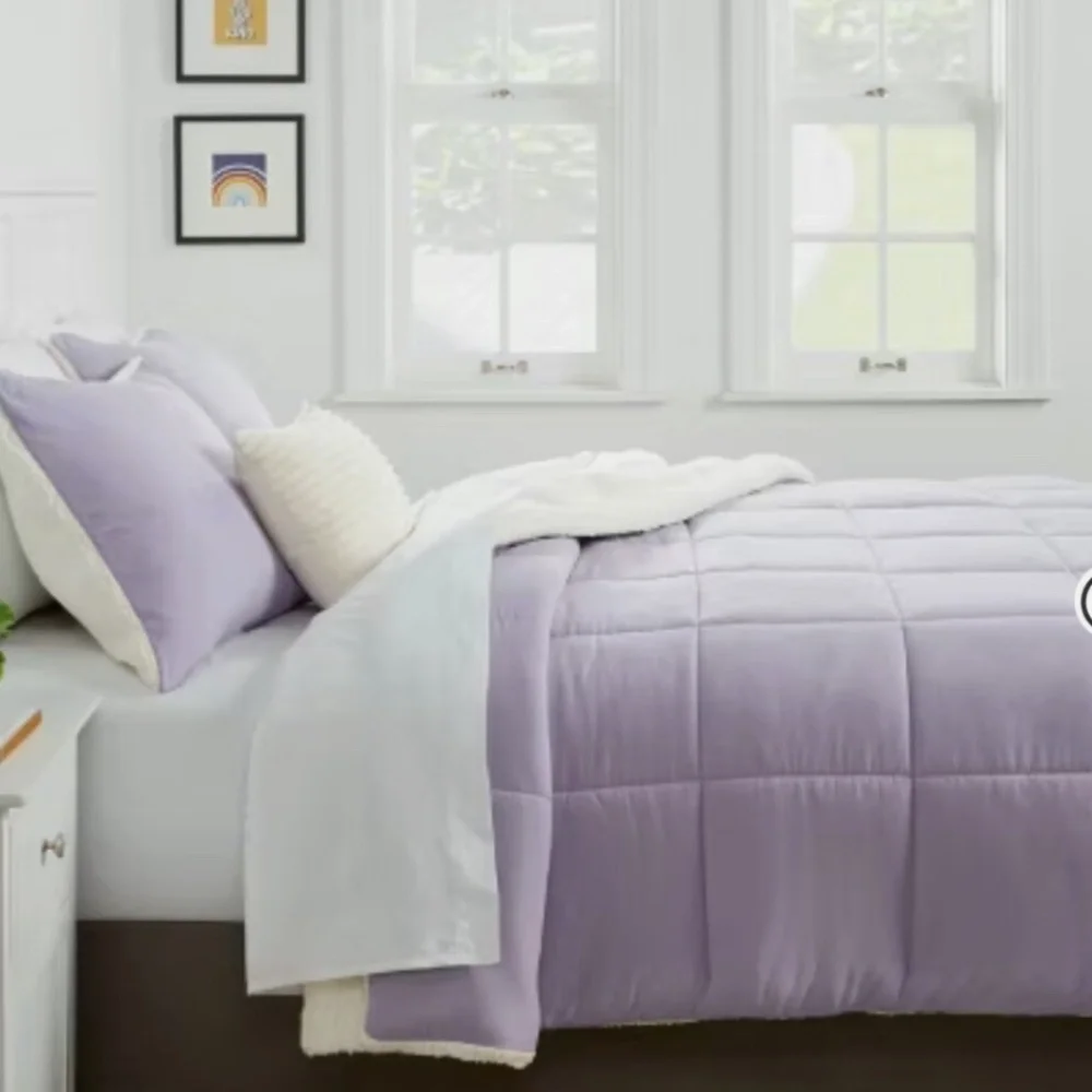 Queen Room Essentials Knitted Reversible Comforter Sherpa NWT
